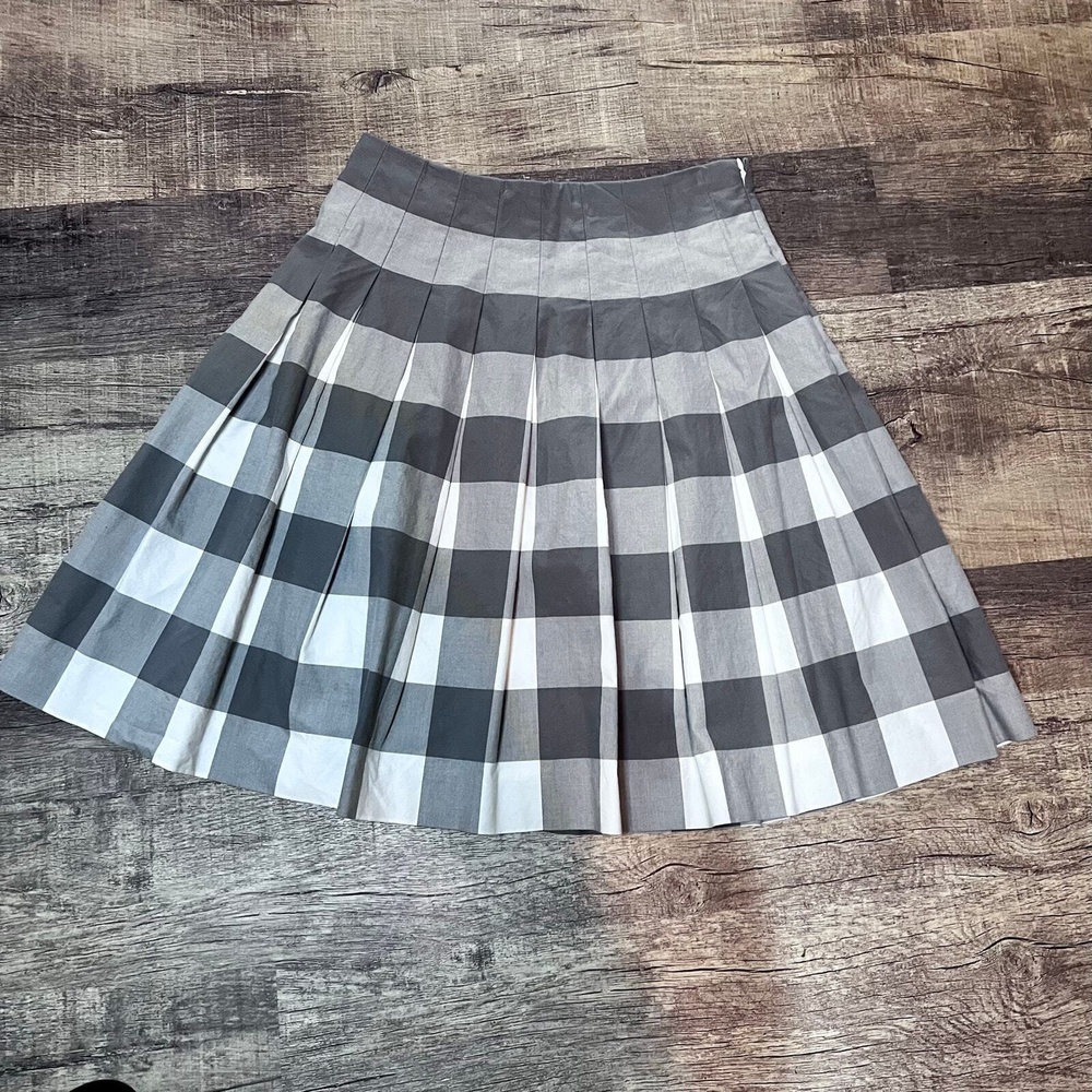 Women's Gray Buffalo Plaid Pleated Circle Skirt 6 Petite Liz Claiborne‎ - Picture 4 of 6